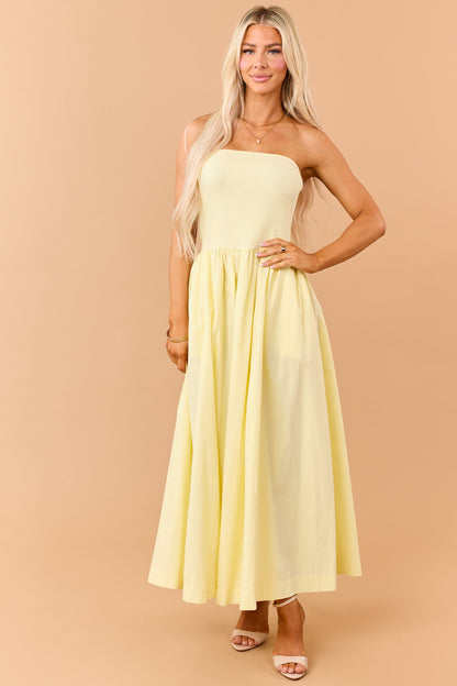 Honeysuckle Strapless Knit Contrast Cotton Maxi Dress