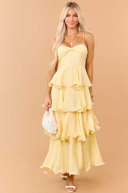 Honeysuckle Wavy Tiered Twist Bust Maxi Dress