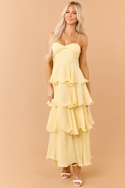 Honeysuckle Wavy Tiered Twist Bust Maxi Dress