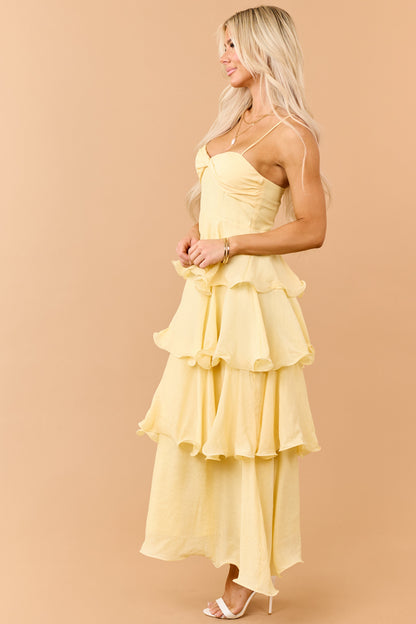 Honeysuckle Wavy Tiered Twist Bust Maxi Dress