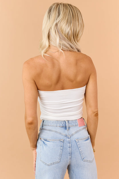 Ivory Strapless Stretchy Knit Top