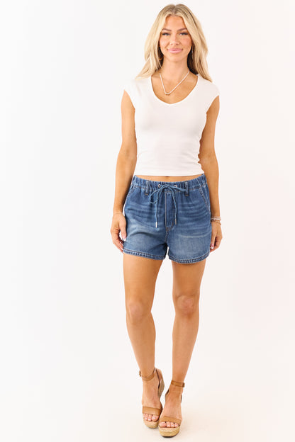 Ivory V Neck Cap Sleeve Knit Top