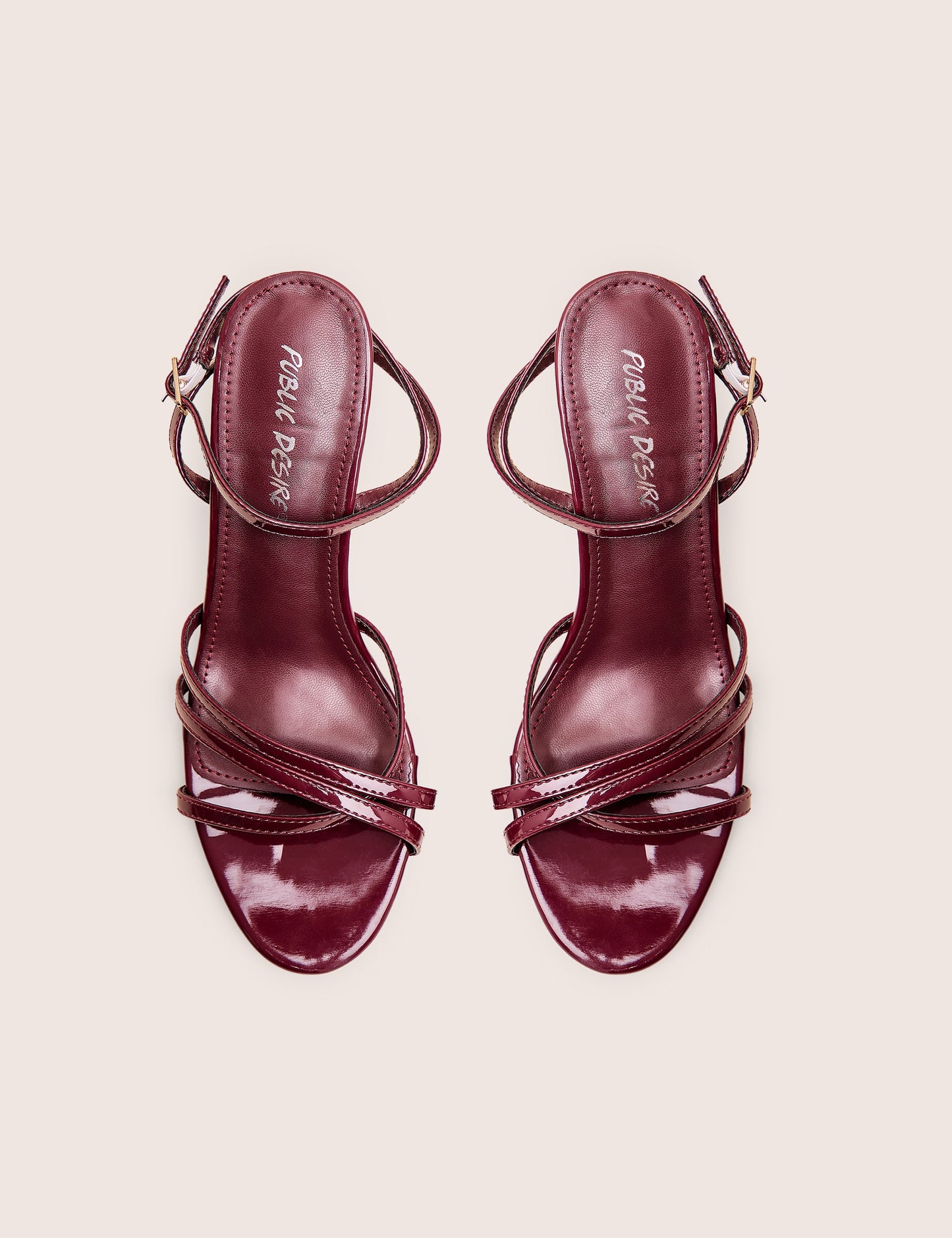 Juliette Burgundy Minimal Strap Detail Kitten Heels
