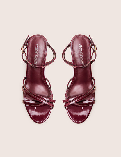 Juliette Burgundy Minimal Strap Detail Kitten Heels