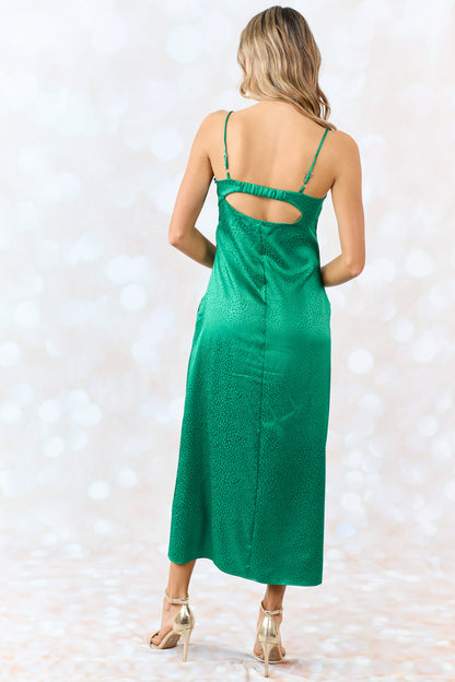 Jade Animal Print Sleeveless Satin Midi Dress