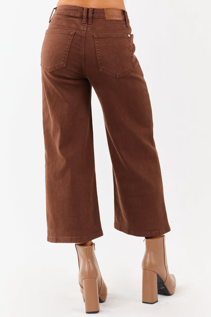 Judy Blue Coffee Wide Leg Stretchy Cropped Jeans