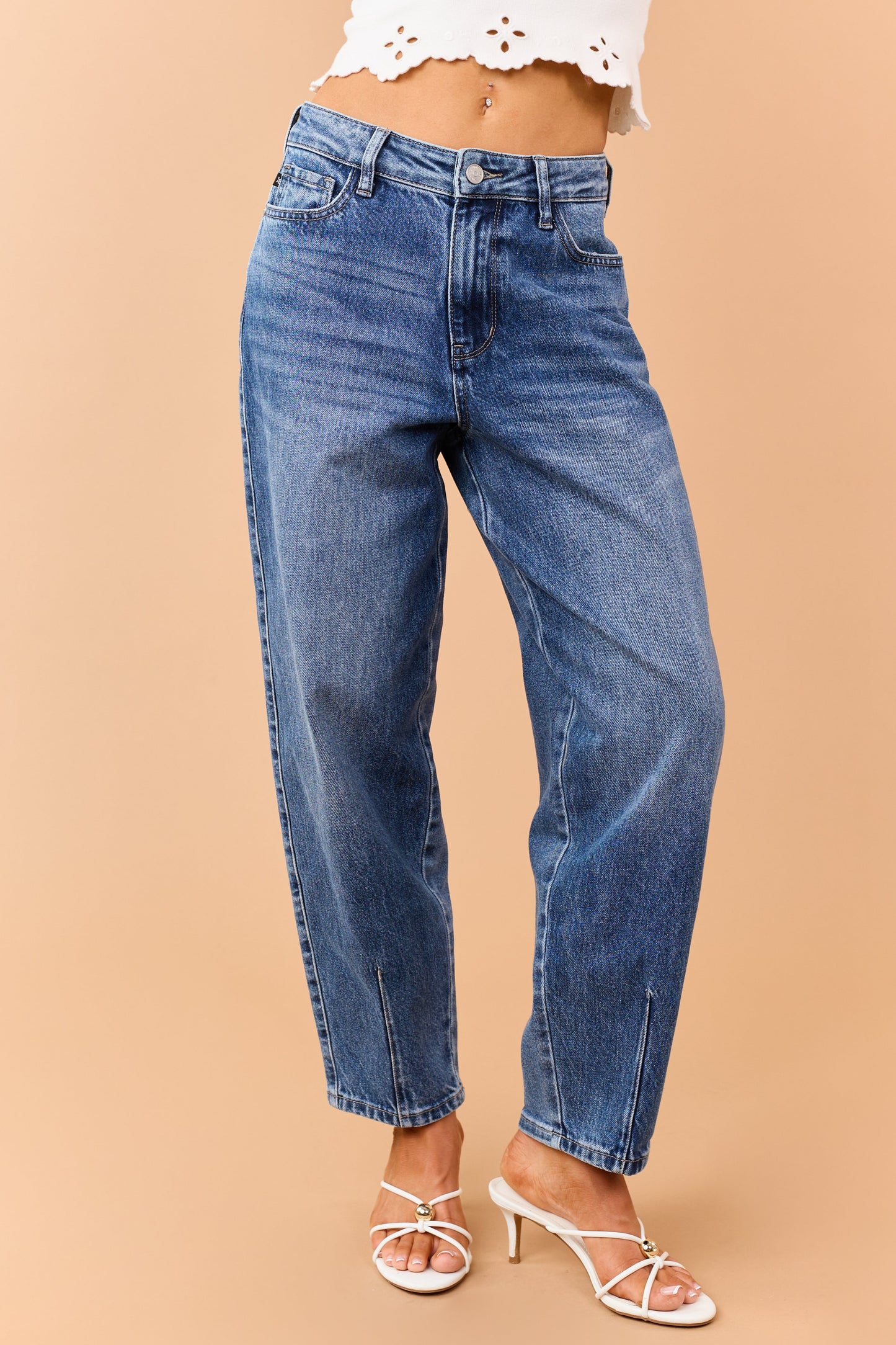 Judy Blue Dark Wash High Rise Barrel Jeans
