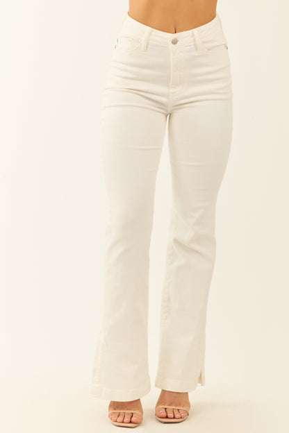 Judy Blue Ivory Stretchy Slit Hem Bootcut Jeans