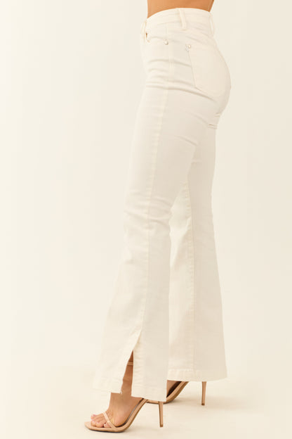 Judy Blue Ivory Stretchy Slit Hem Bootcut Jeans