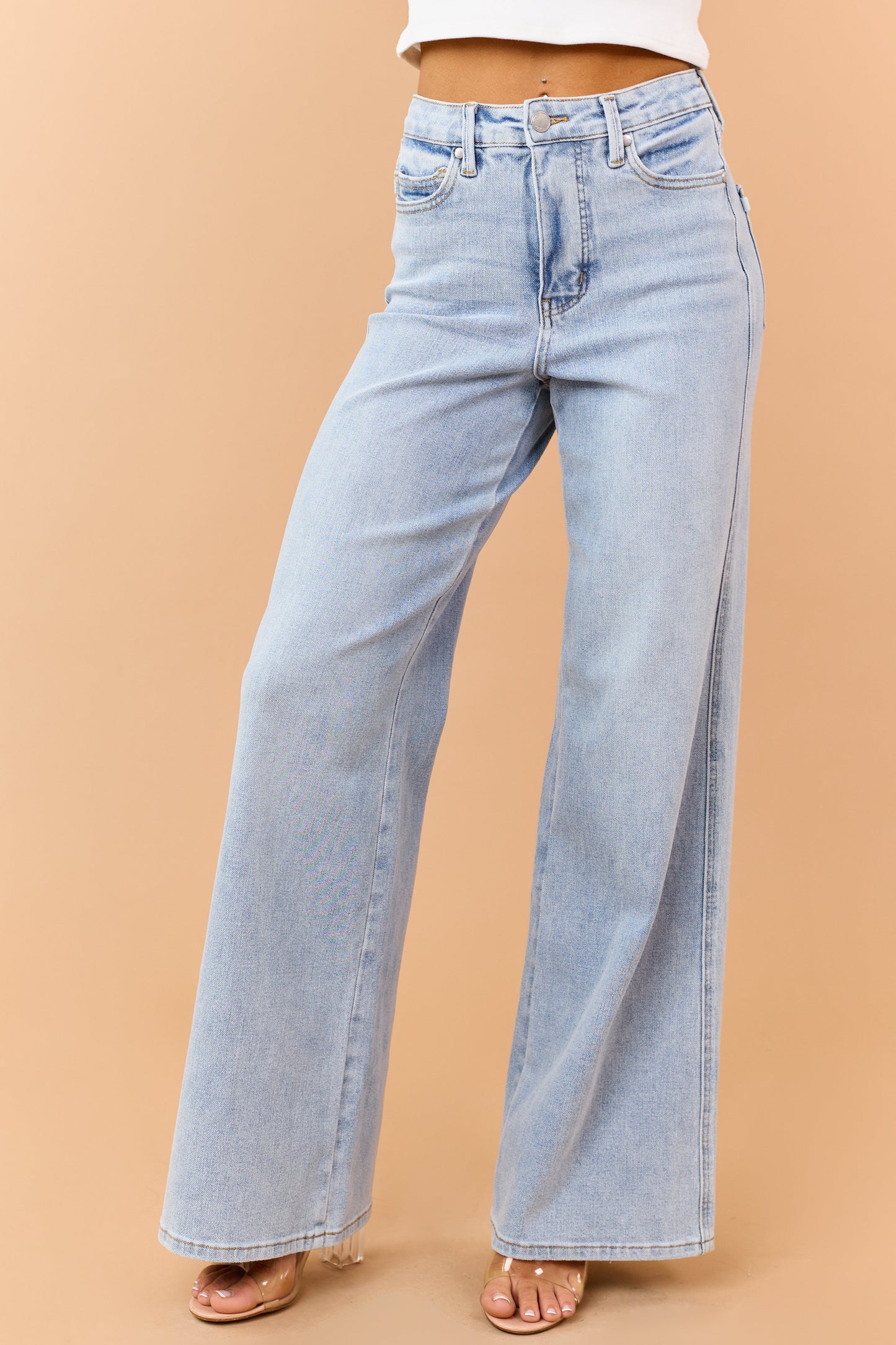 Judy Blue Light Wash Wide Leg Tummy Control Jeans