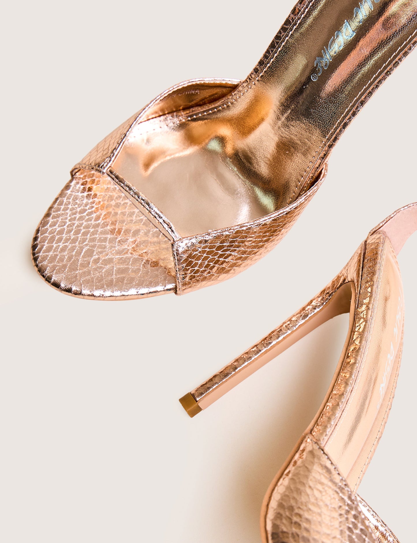 Kalisto Gold Snake Pu Lace Up Round Toe Mid Heels