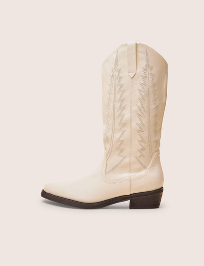 Koboi White Western Flat Cowboy Boots