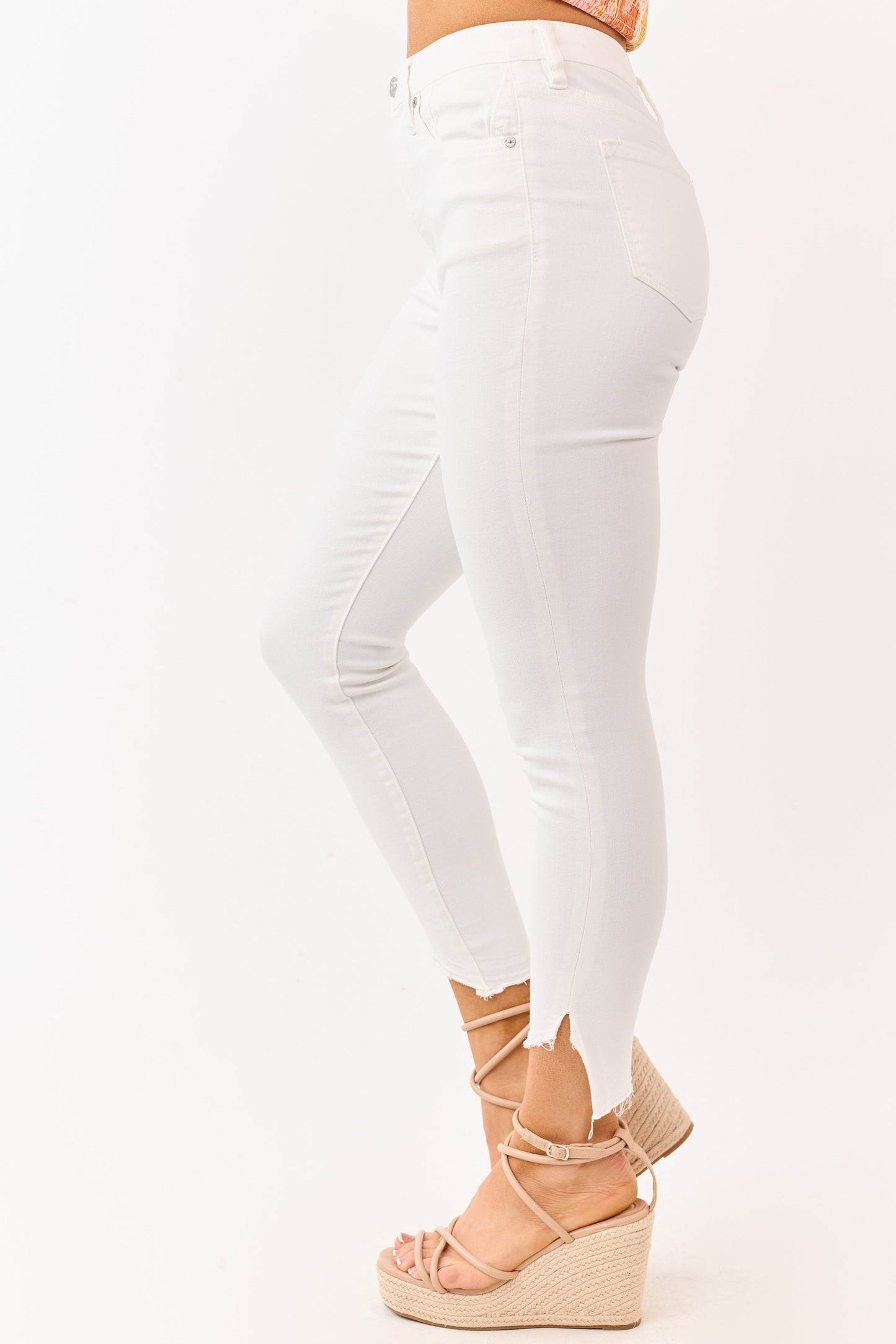 KanCan Ivory Cut Off Hem Stretchy Skinny Jeans