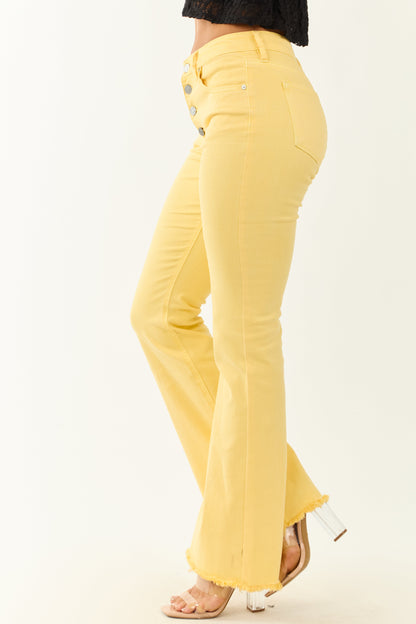 KanCan Lemon Stretchy Button Fly Flare Jeans