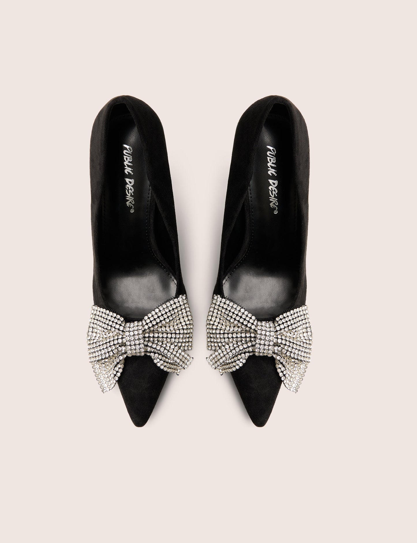 Ladies Night Black Embellished Bow Detail Court High Heels