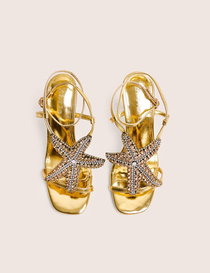 Lumi Gold Starfish Detail Tie High Heels