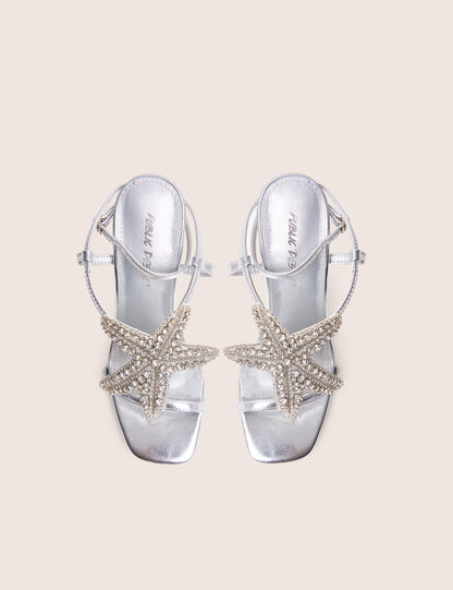 Lumi Silver Starfish Detail Tie High Heels