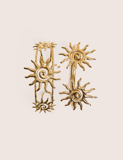 Pack of Two Sun Adjustable Bangles in Gold