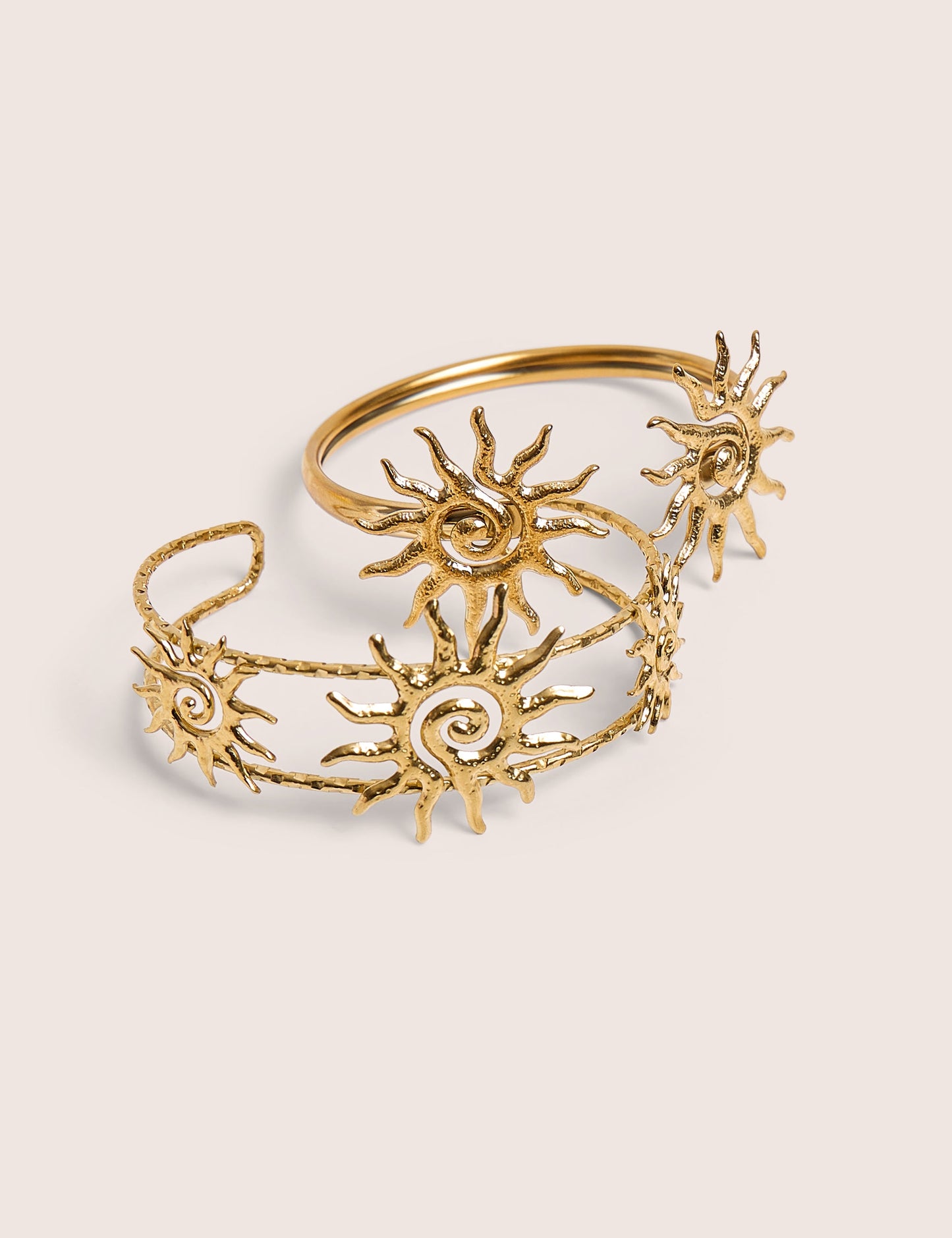 Pack of Two Sun Adjustable Bangles in Gold