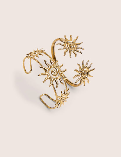 Pack of Two Sun Adjustable Bangles in Gold