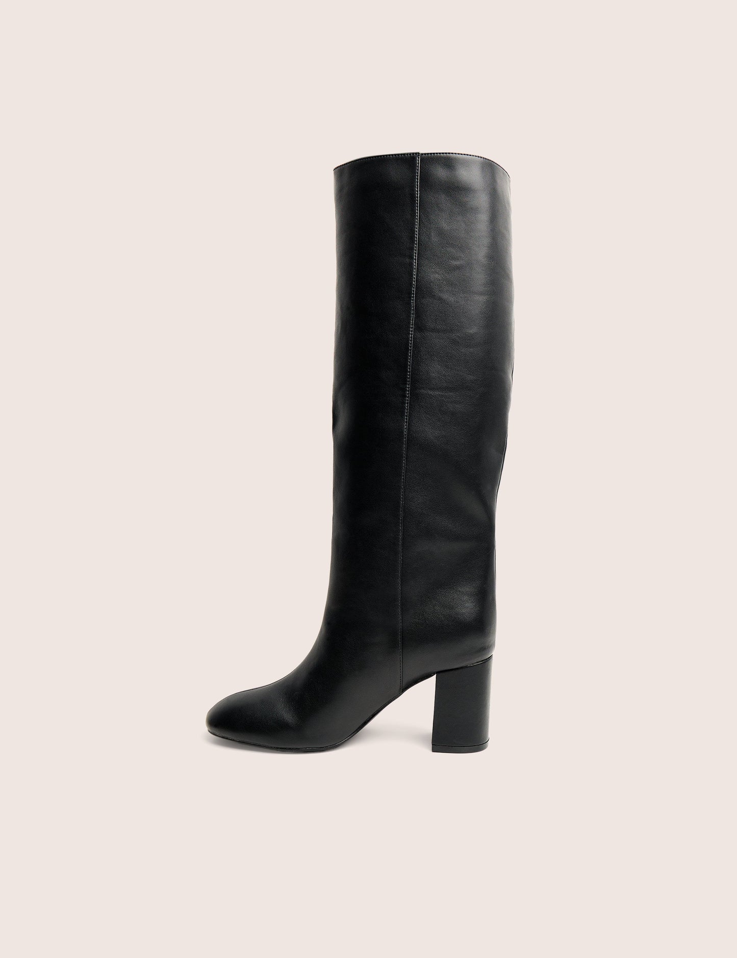 Maison Black Pu Knee High Block Heeled Boots