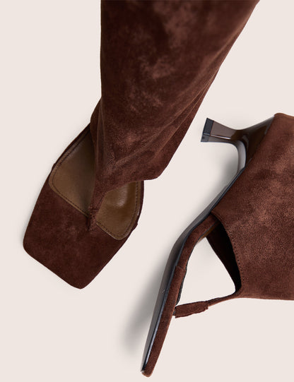 Margot Chocolate Peep Toe Knee High Boots