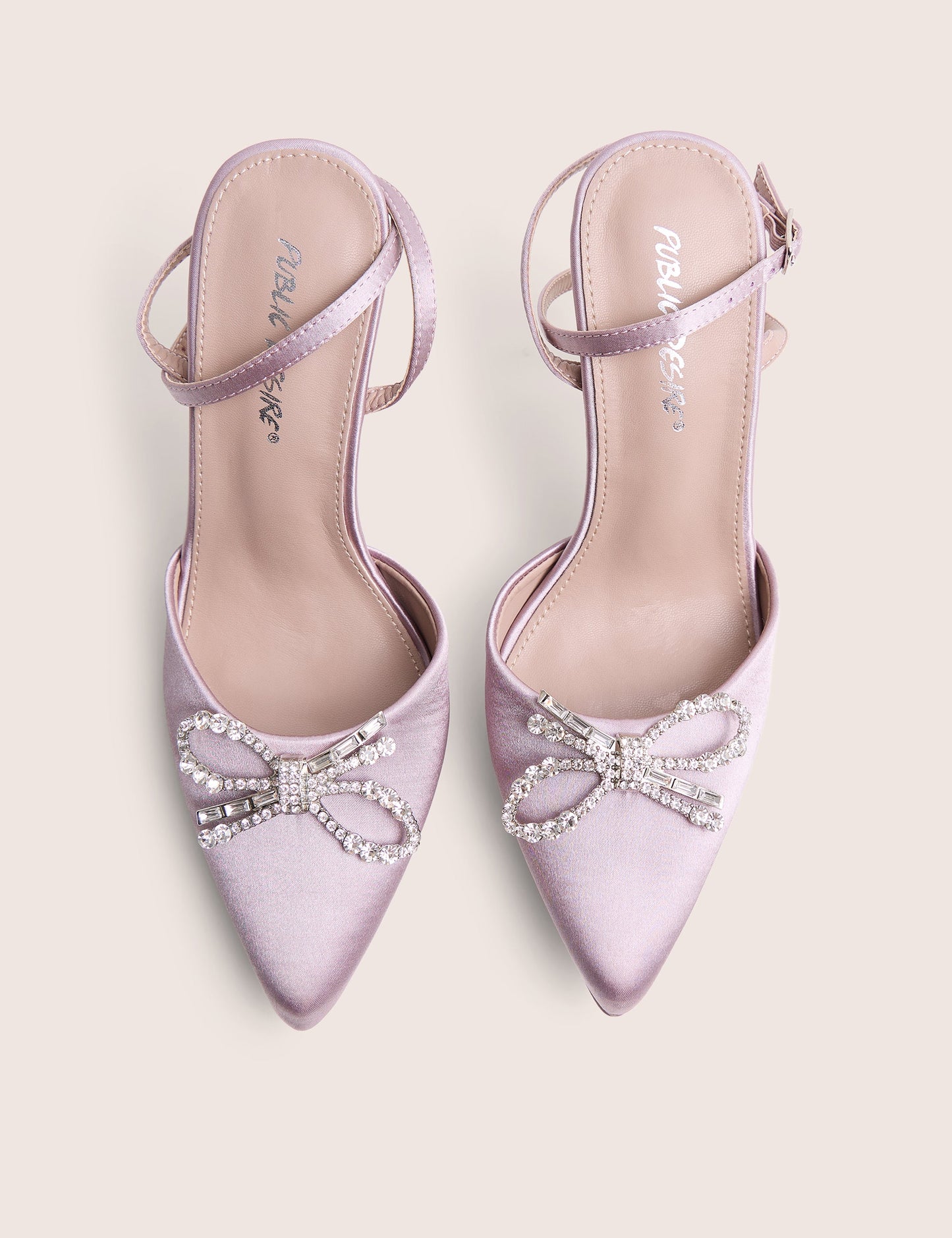 Martini Pink Satin Bow Detail With Diamante High Heels