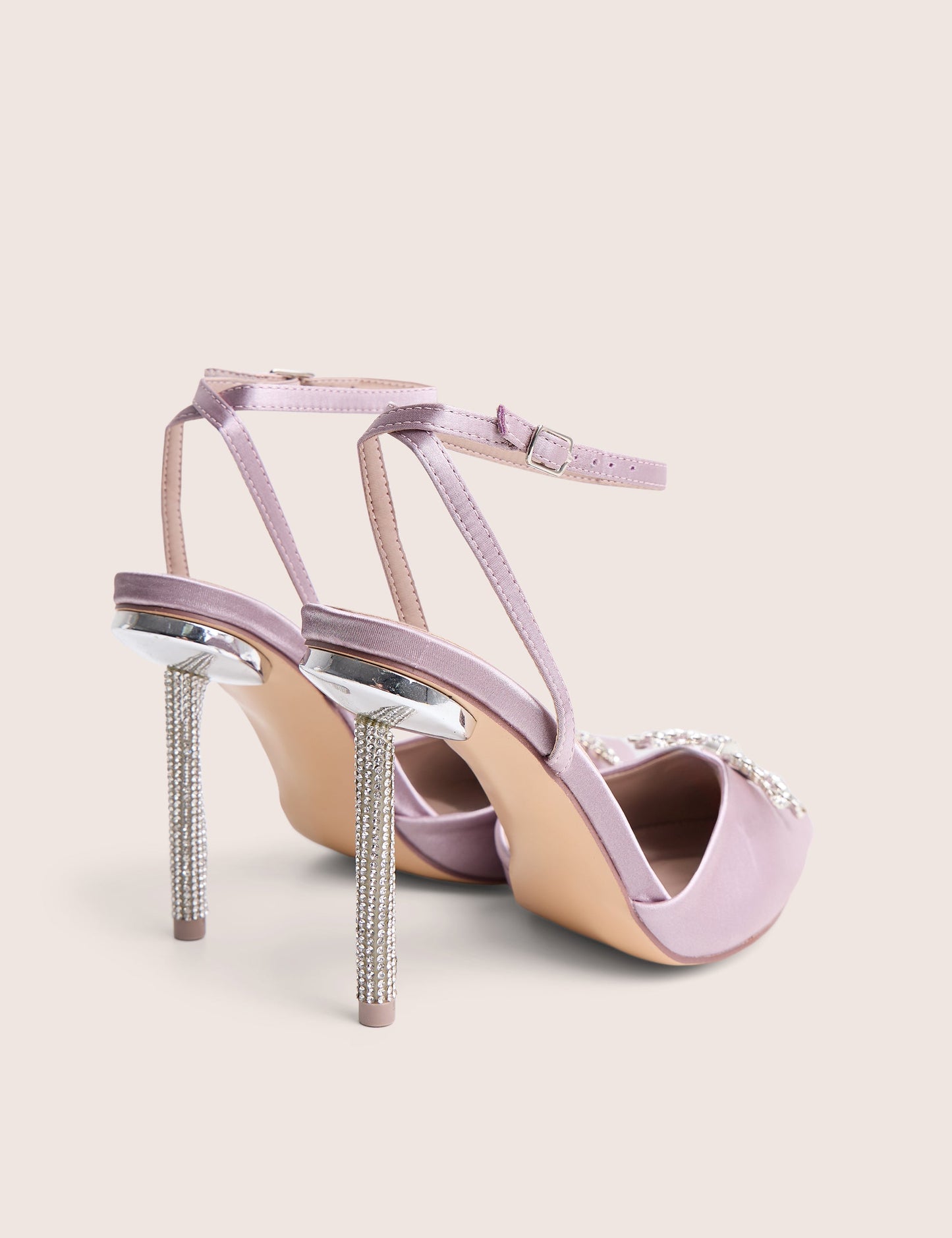 Martini Pink Satin Bow Detail With Diamante High Heels