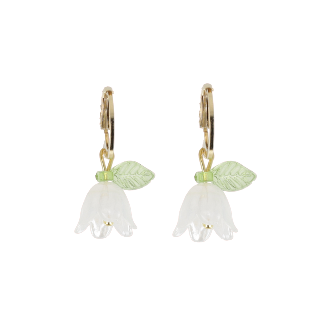 White Bell Orchid Huggie Hoop Earrings