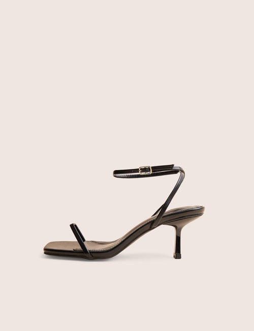 Natalya Black Barely There Mid Heels