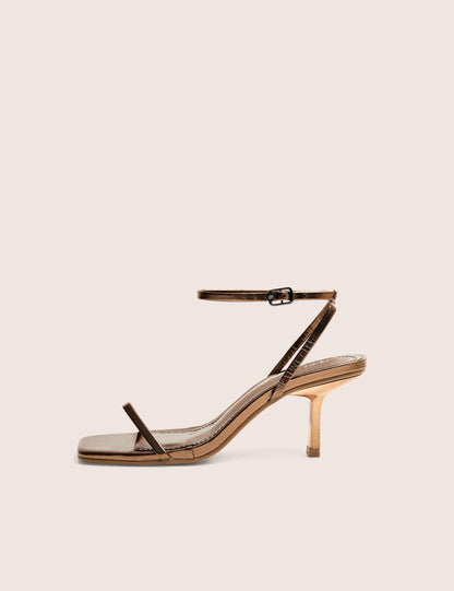 Natalya Bronze Barely There Square Toe Stiletto Mid Heels