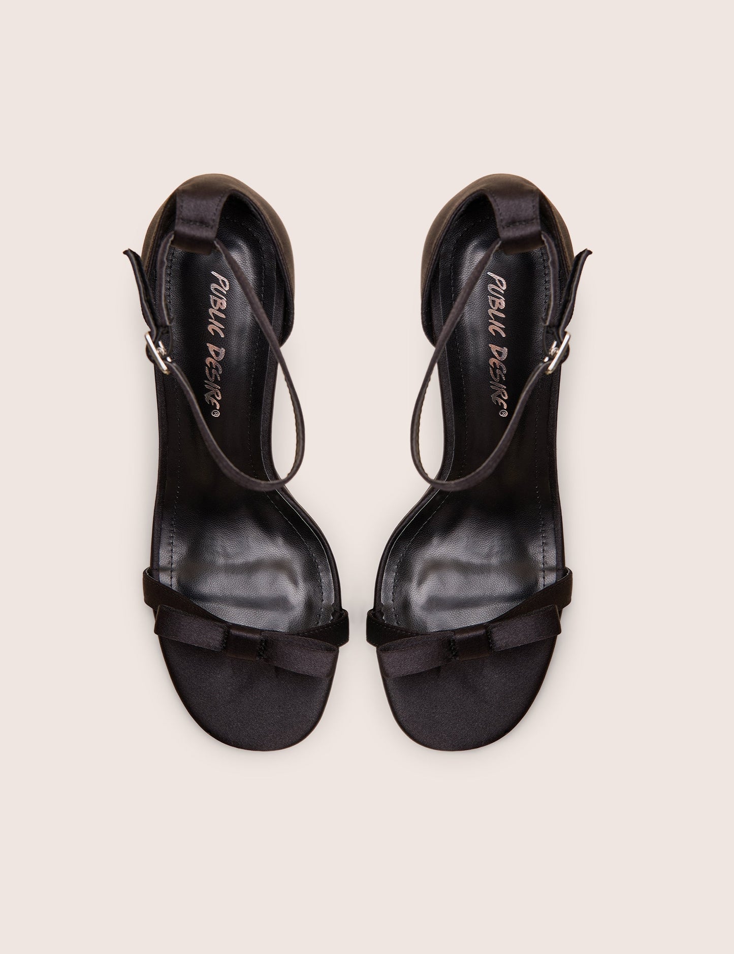 Novie Black Ankle Strap Bow Detail Heels