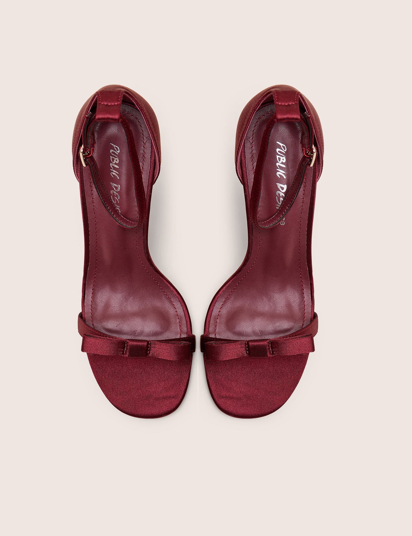 Novie Burgundy Ankle Strap Bow Detail Heels