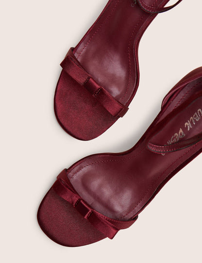 Novie Burgundy Ankle Strap Bow Detail Heels