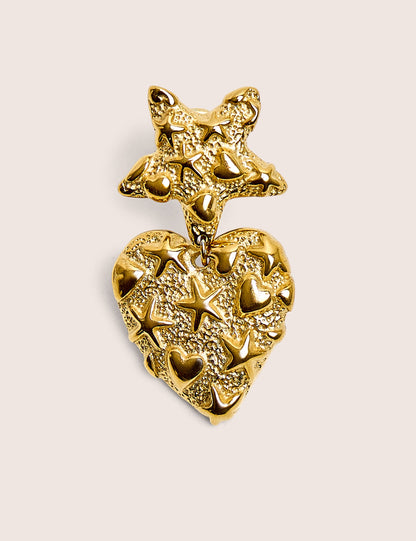 Heart and Star Gold Plated Earrings