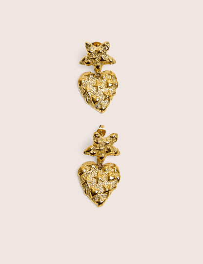 Heart and Star Gold Plated Earrings