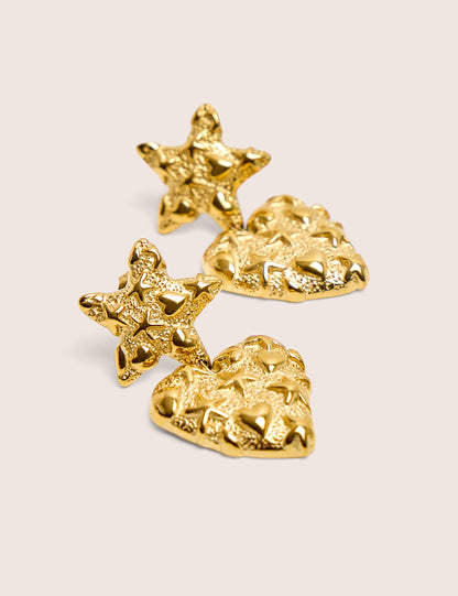 Heart and Star Gold Plated Earrings
