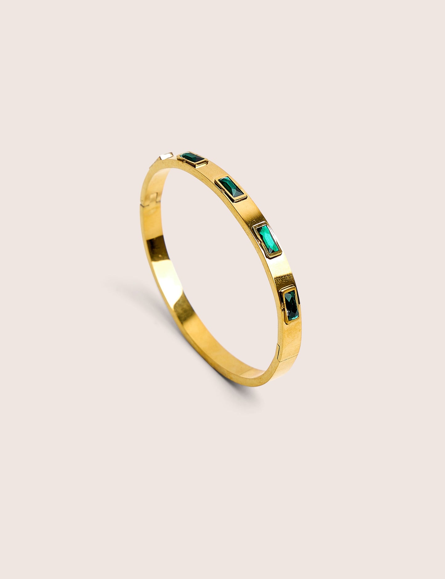 Gold Plated Bangle With Glass Stones