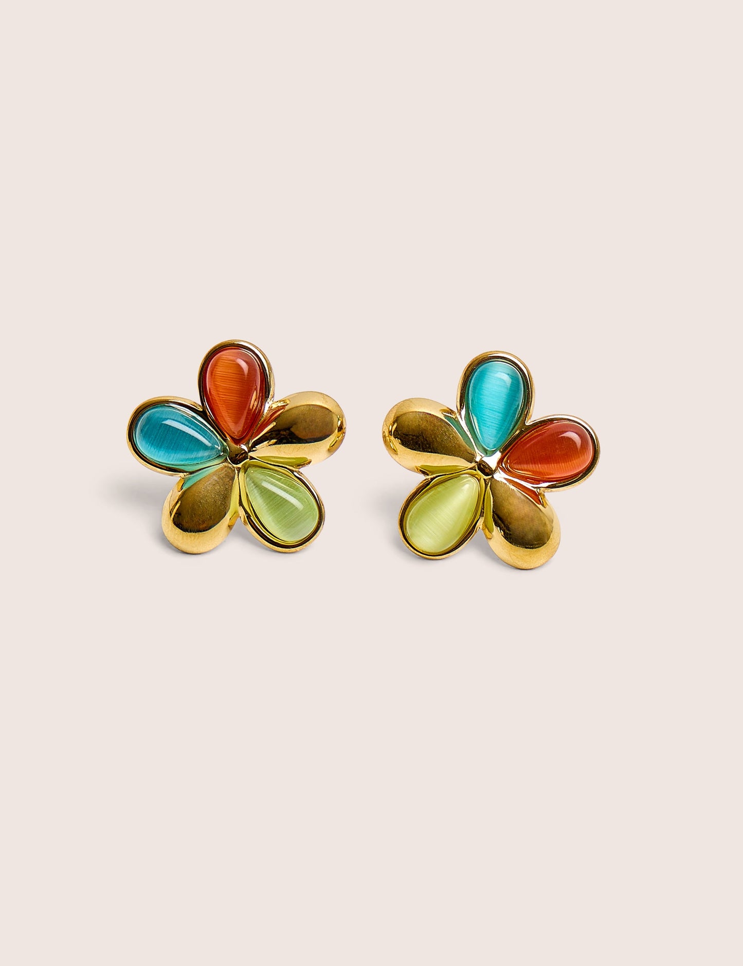 Public Desire Multi Coloured Flower Stud Earring in Gold