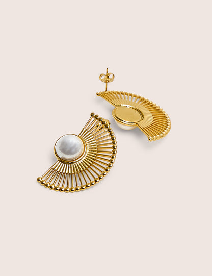 Public Desire Half Moon Earrings With Pearl Detail in Gold
