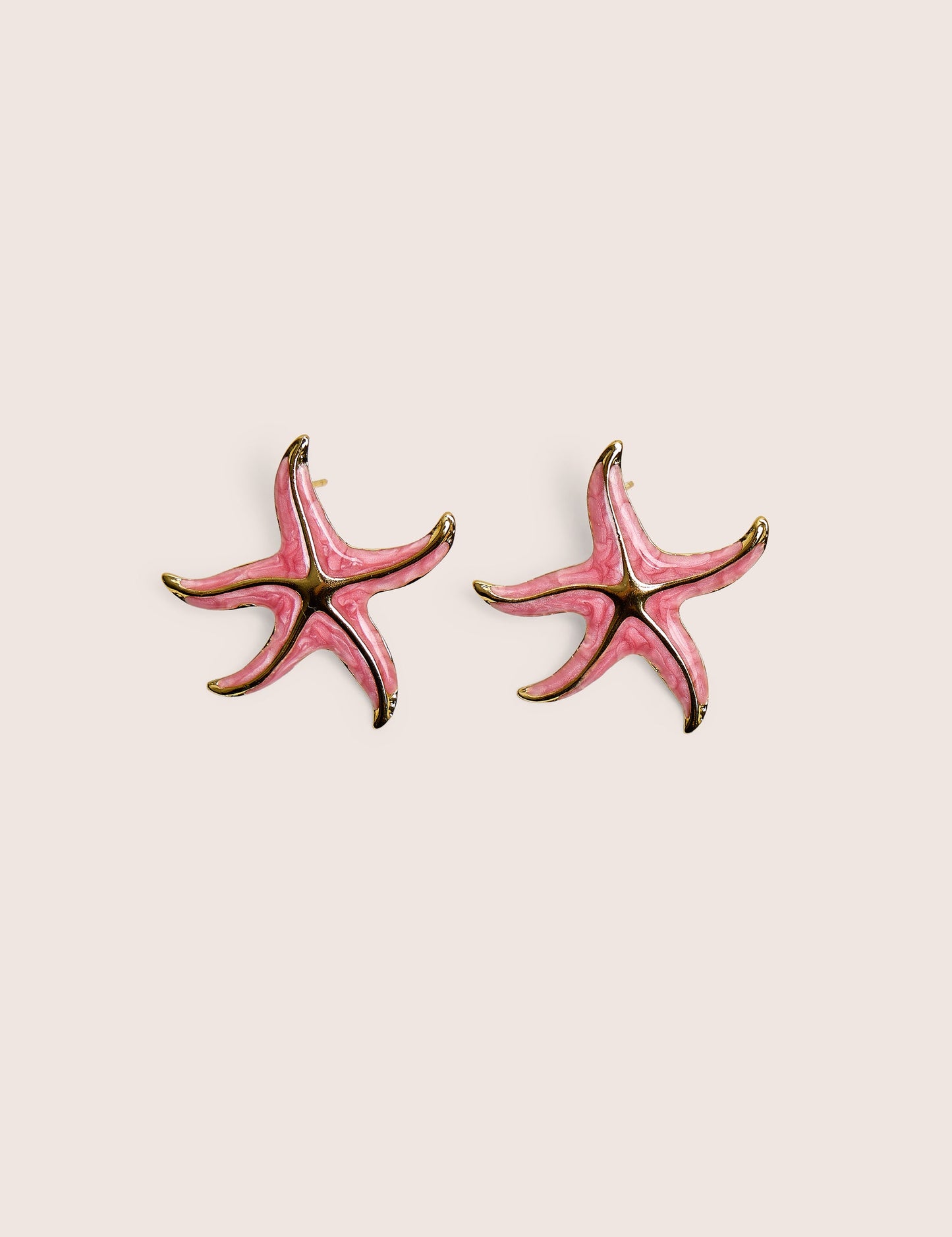 Pink Starfish Earring With Gold Detail