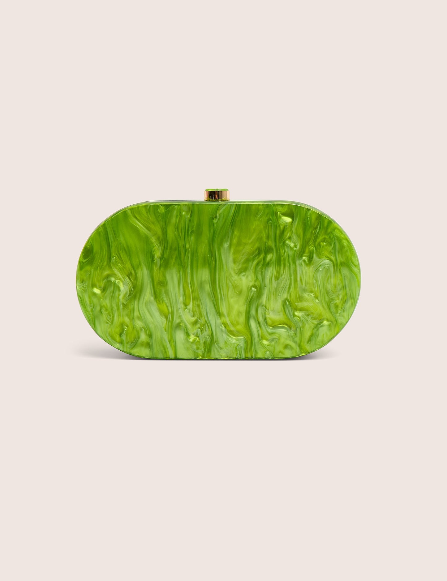 The Cleo Marble Resin Oval Clutch Bag in Green