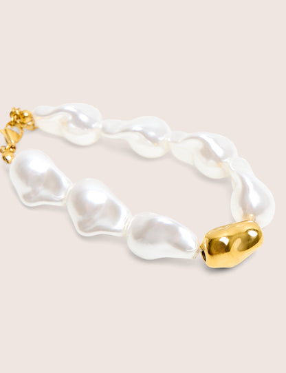 Gold Plated Adjustable Pearl Bracelet