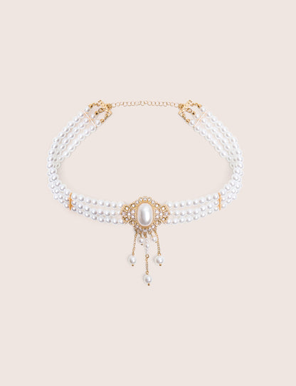 Pearl Choker With Diamante Detail