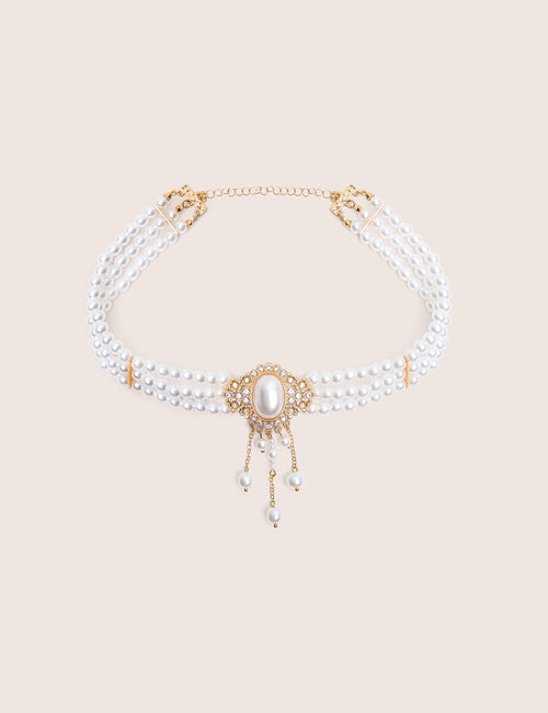 Pearl Choker With Diamante Detail
