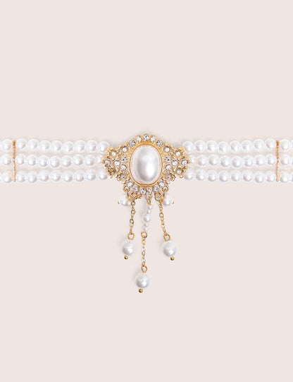Pearl Choker With Diamante Detail