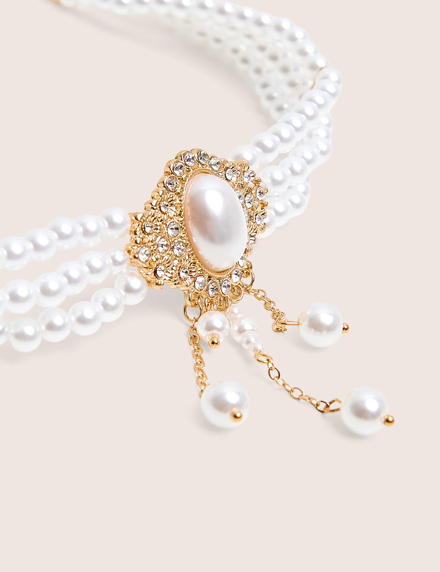 Pearl Choker With Diamante Detail