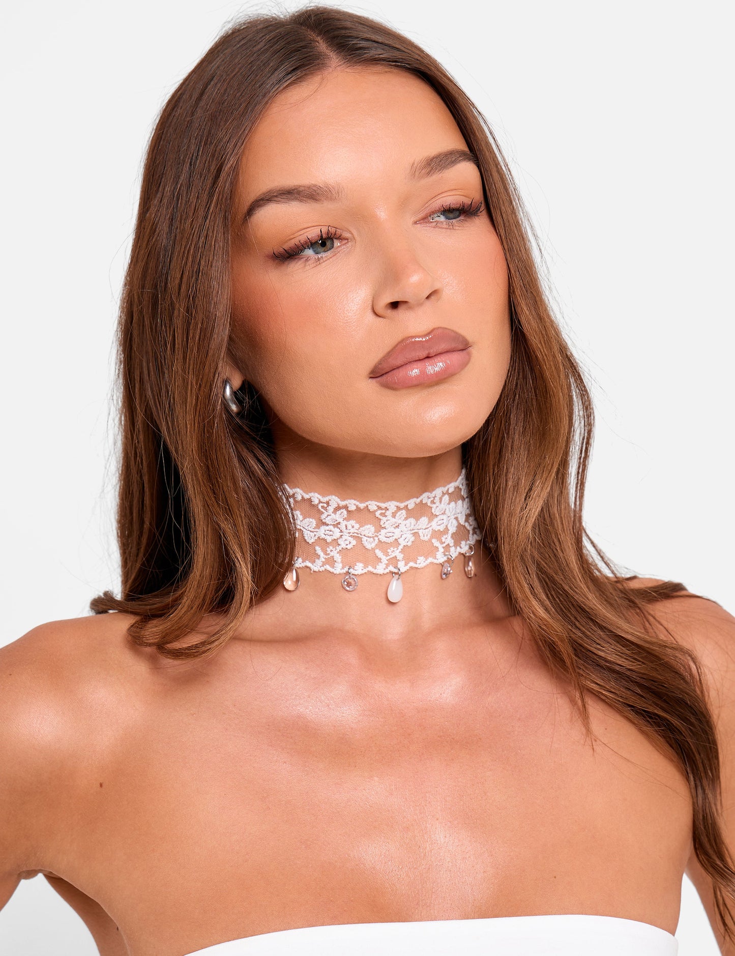 Lace Choker With Embellished Detail