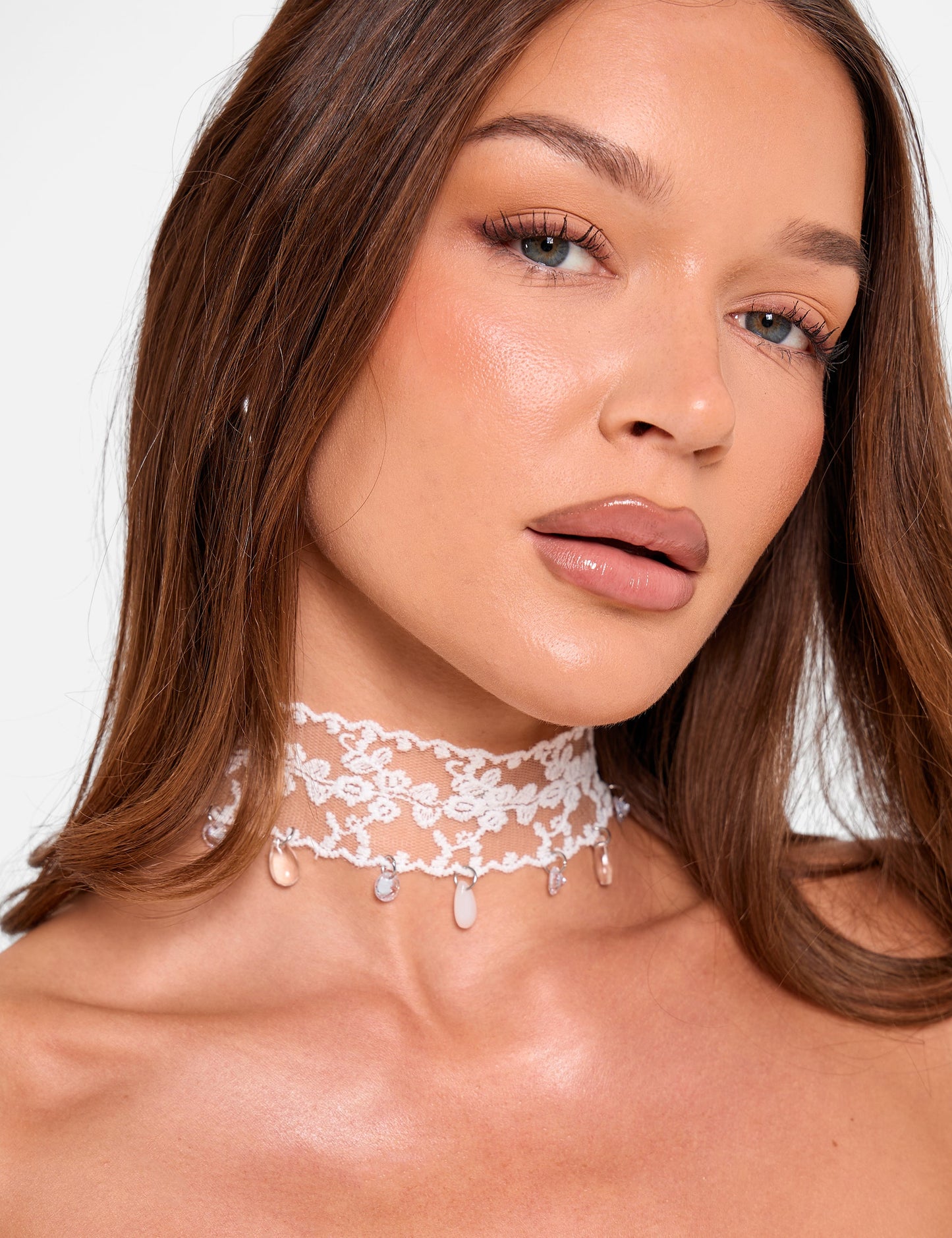 Lace Choker With Embellished Detail