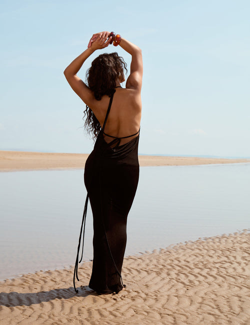 Low Open Back Maxi Dress Black